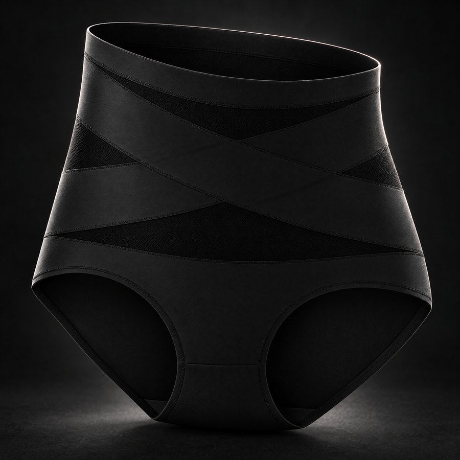 The wide high-rise waistband of the Sculpt Brief